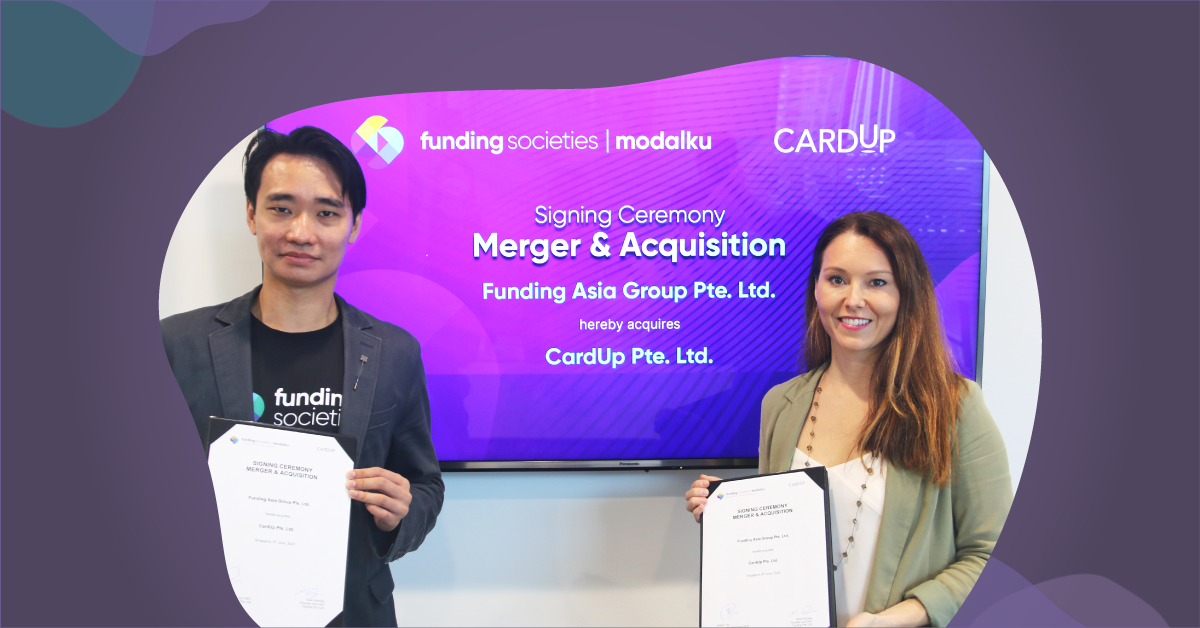 Photo of Co-founder and Group CEO of Funding Societies | Modalku, Kelvin Teo and Founder and CEO of CardUp, Nicki Ramsay