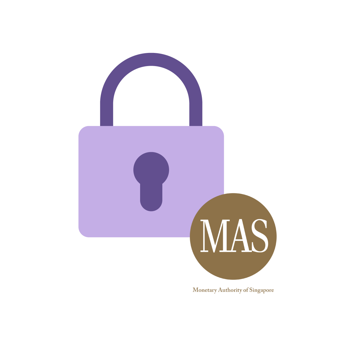 Icon of lock and MAS logo
